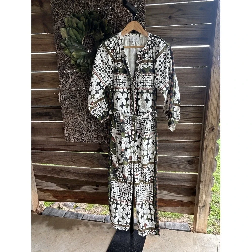 Cleobella Nadia Art Deco Print Organic Cotton Jumpsuit Size Medium - Picture 5 of 8